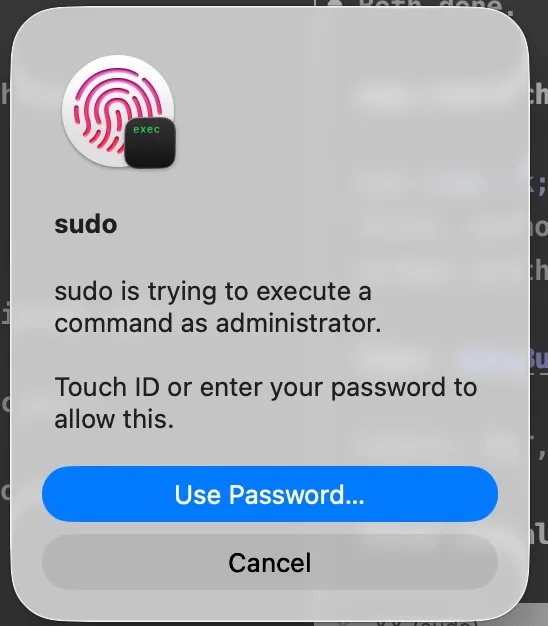 Touch ID for sudo — Touch ID prompt