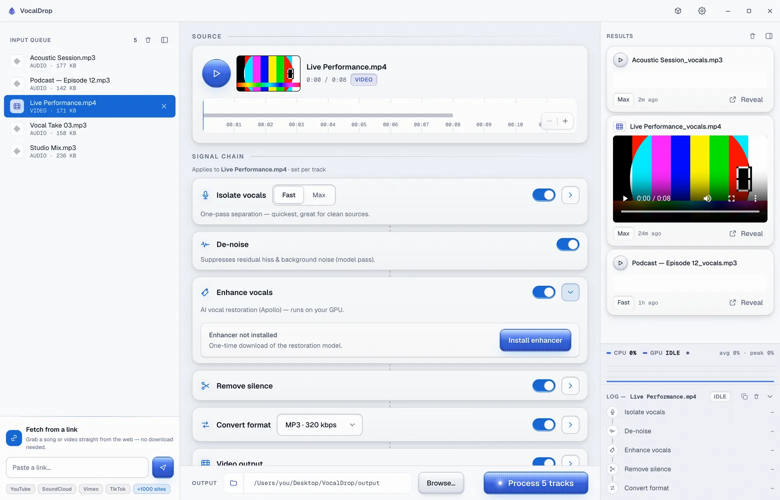 VocalDrop — Screenshot