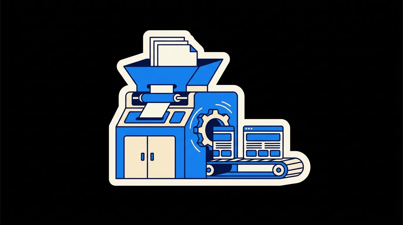 A machine turning plain pages into finished web pages