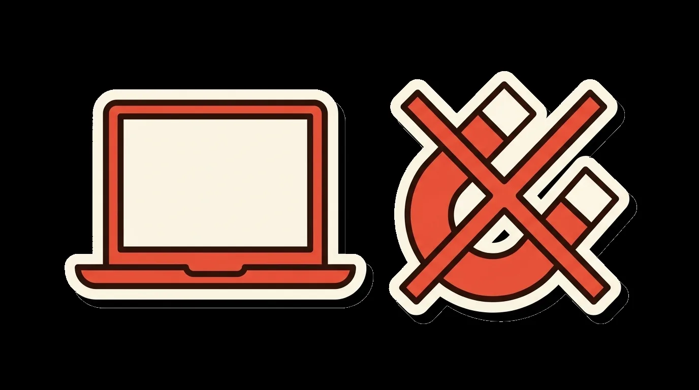 A laptop beside a crossed-out magnet: no compass inside