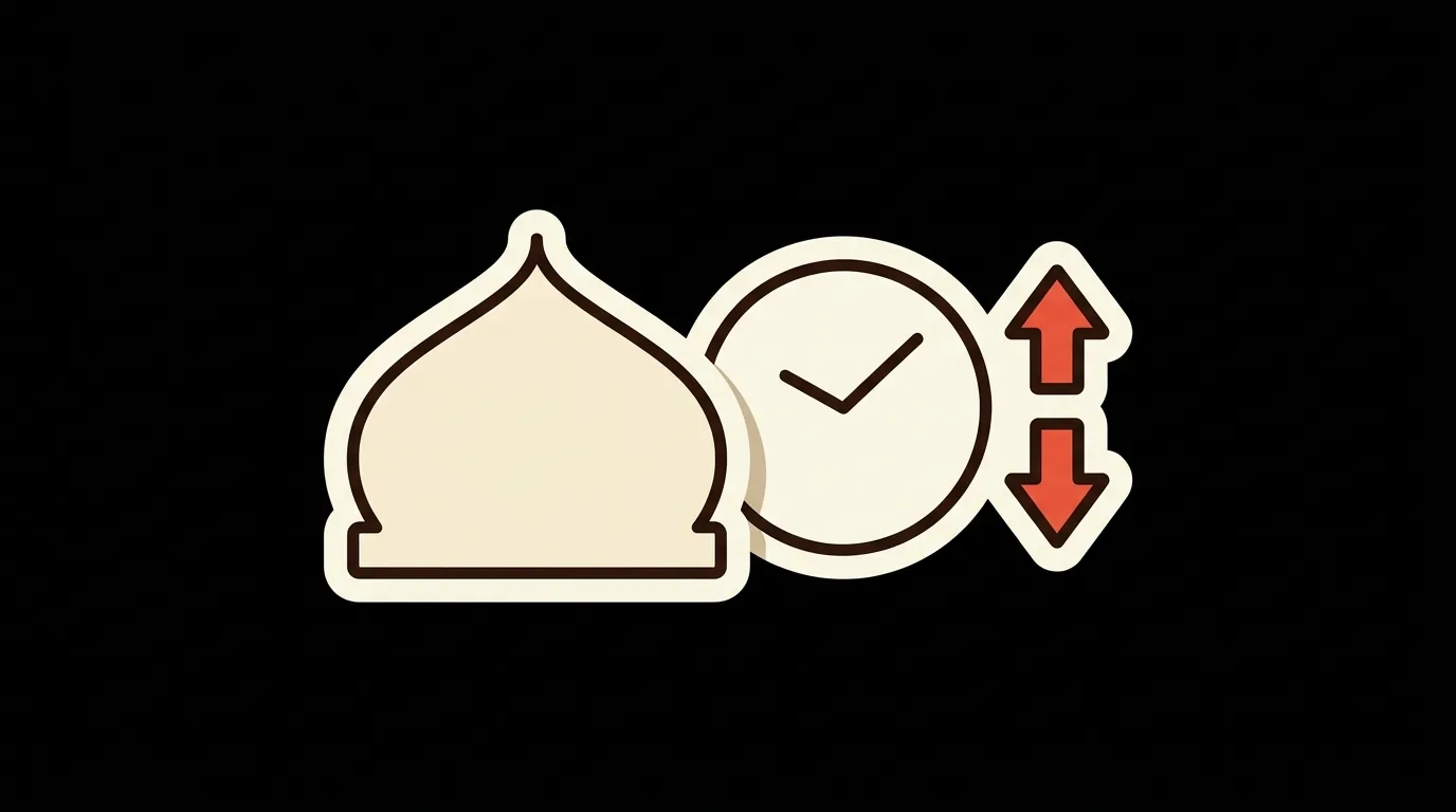 A mosque dome and a clock with small up and down arrows