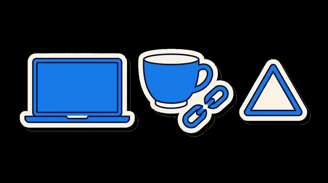 A broken link between the coffee-cup Java runtime and the laptop