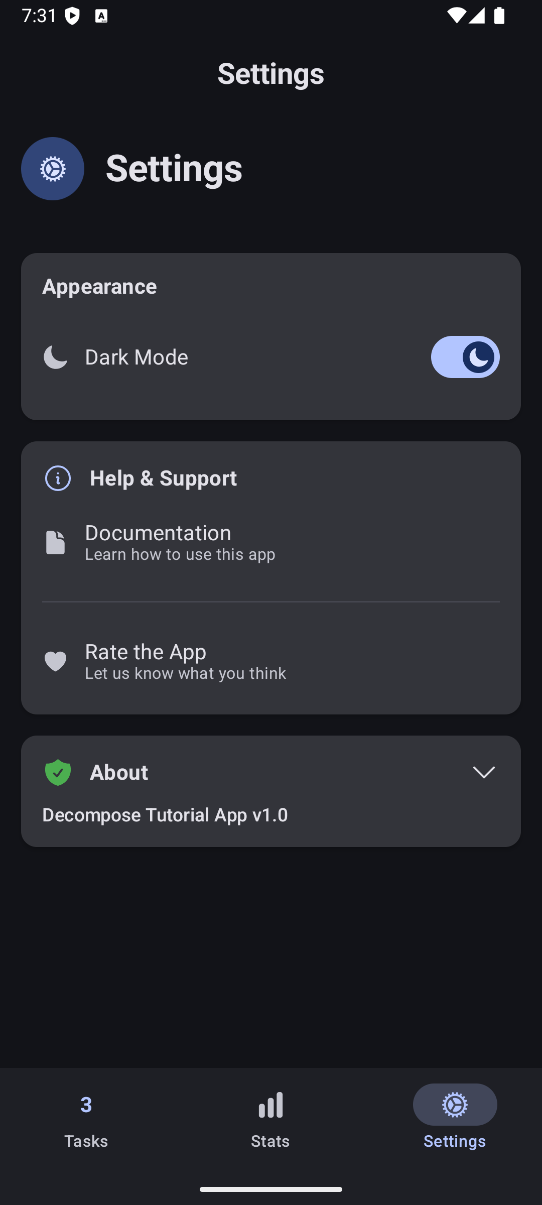 Settings Dark Mode