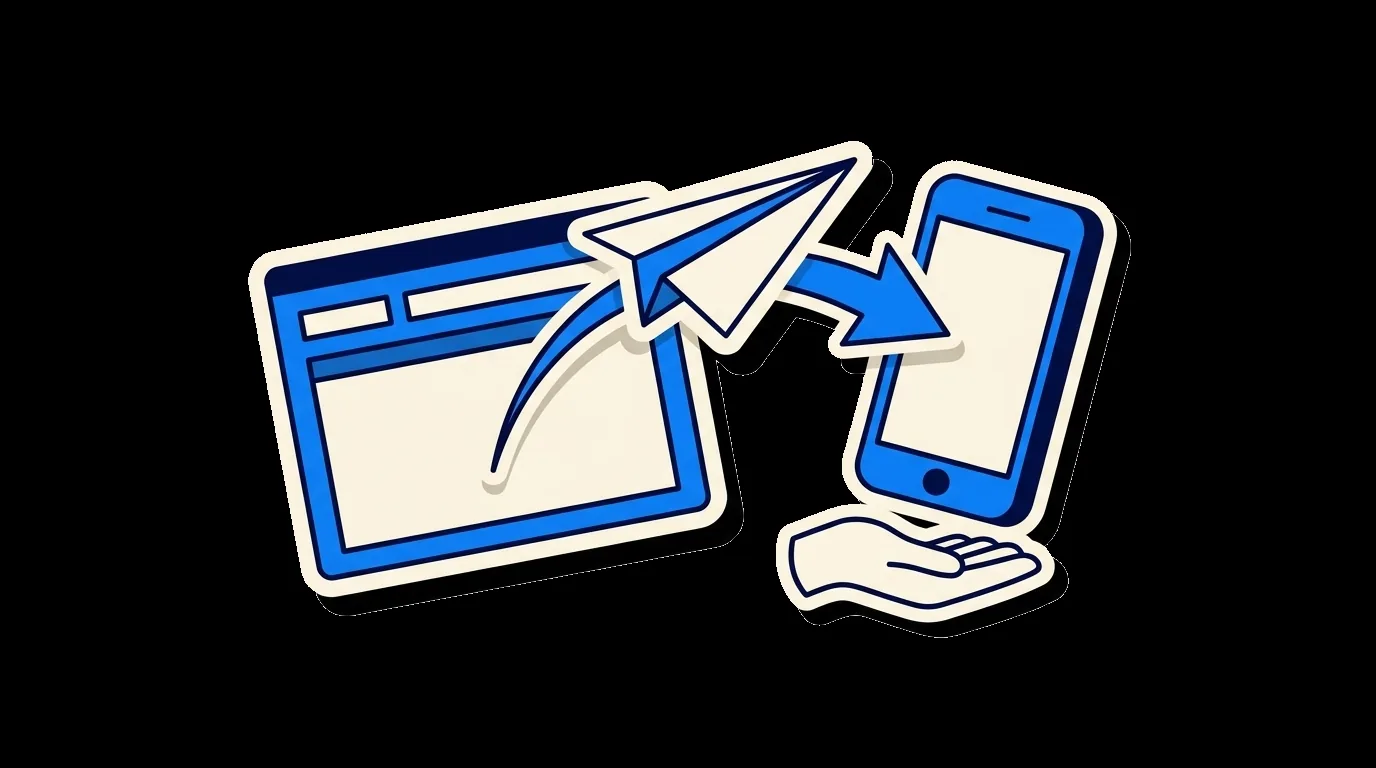 A web page sending a paper plane back to the phone