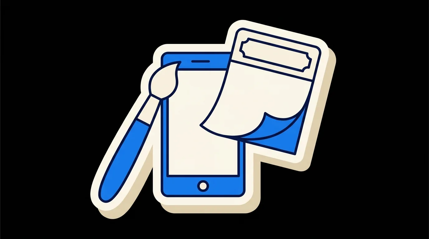 A phone with a paintbrush and a turning calendar page