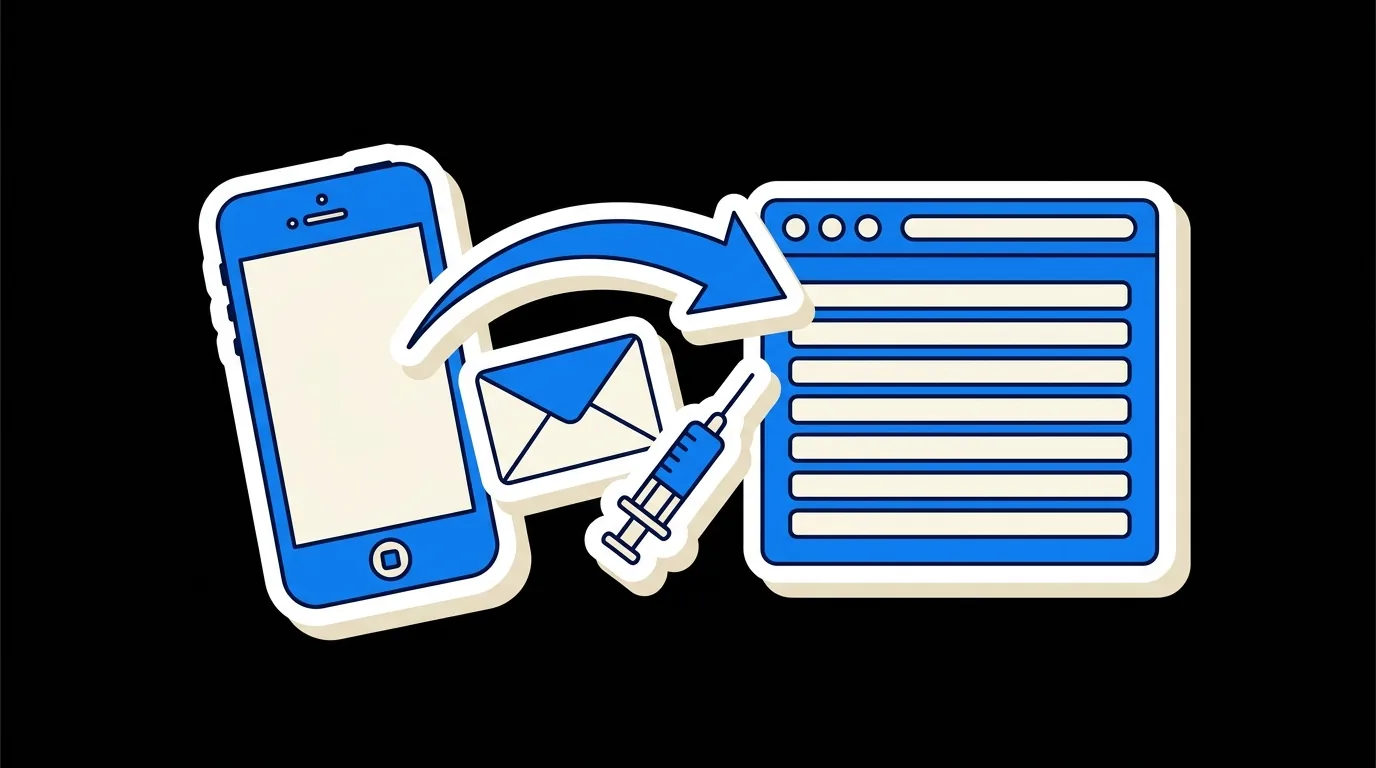 A phone handing a sealed message into a web page
