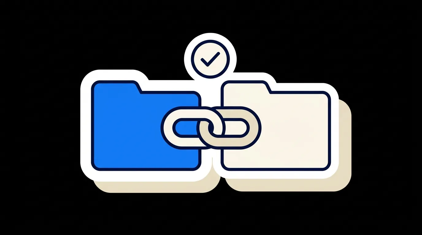 Two folders joined by one chain link, the symlink that fixes it