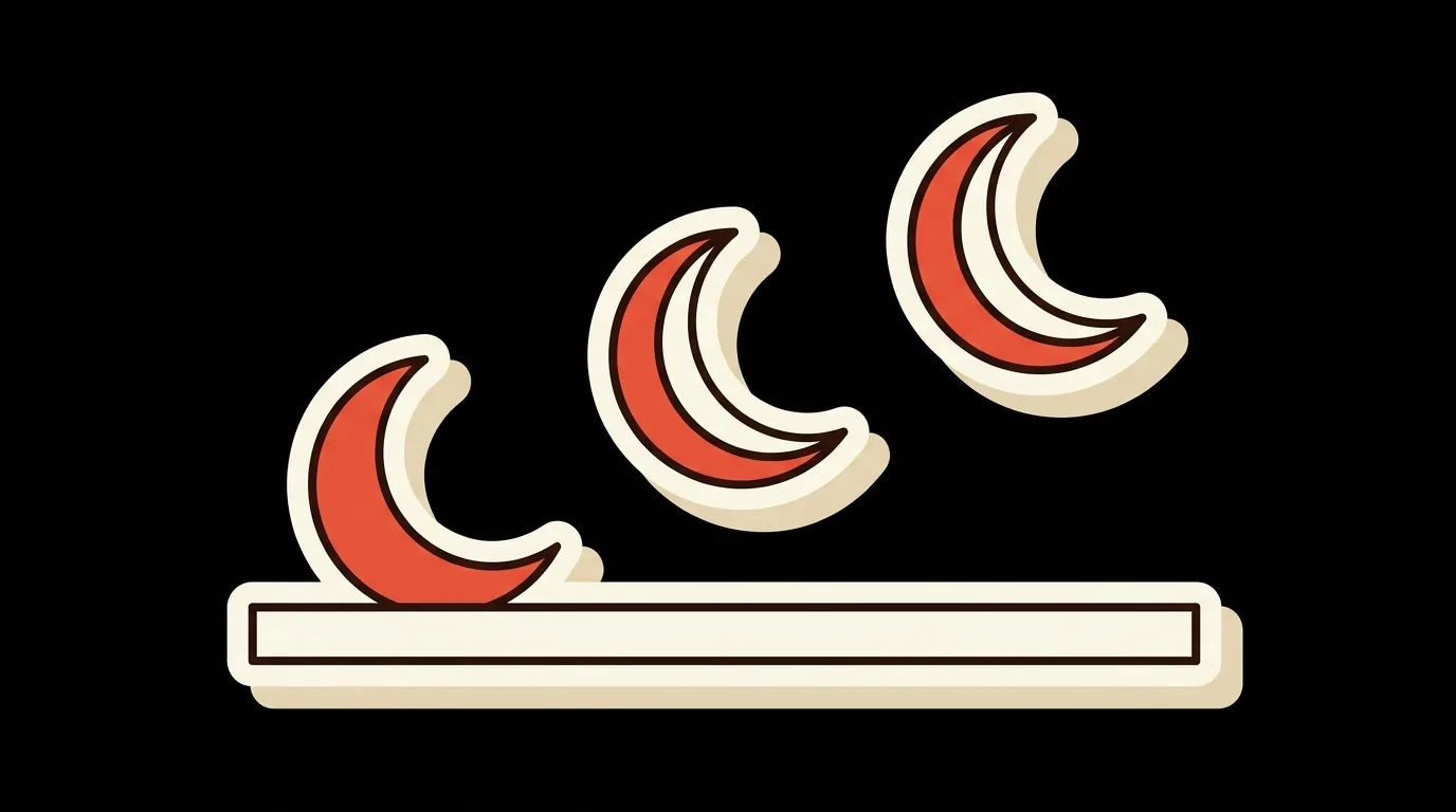 Three crescent moons at three different heights over one horizon