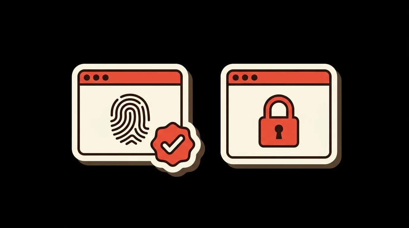 Two terminals: one takes a fingerprint, the other asks for a password