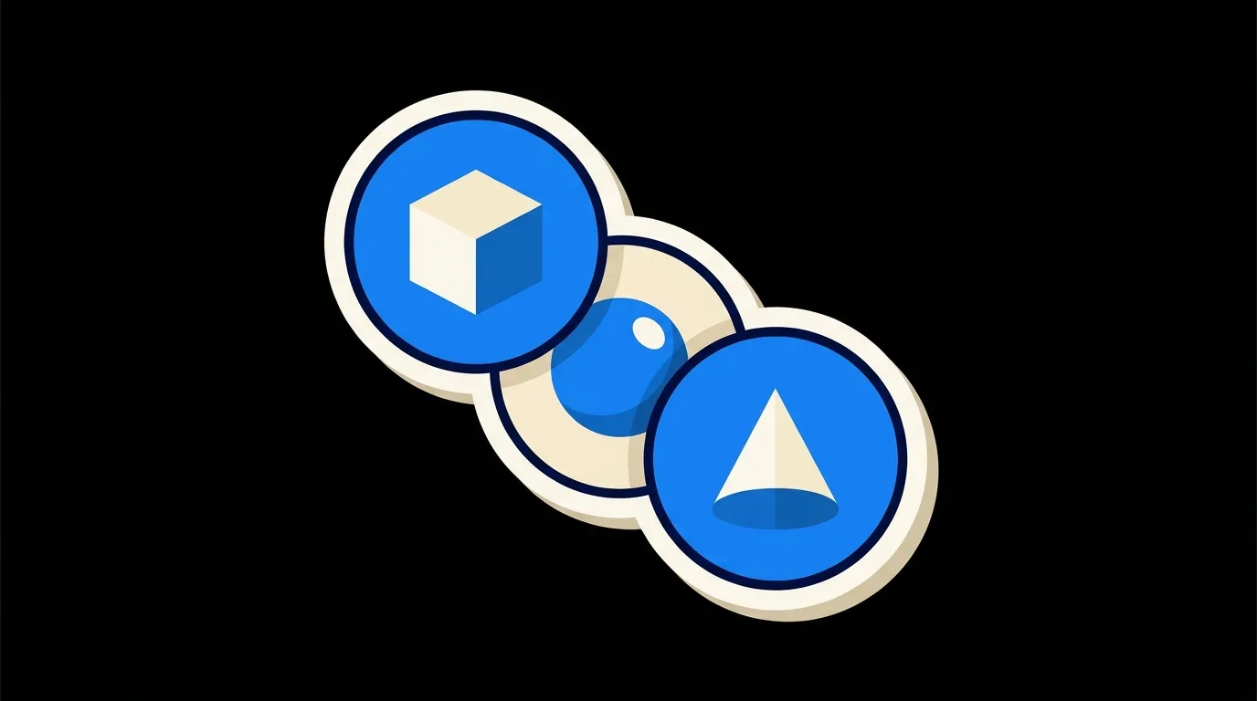Three overlapping circles, each holding a different shape