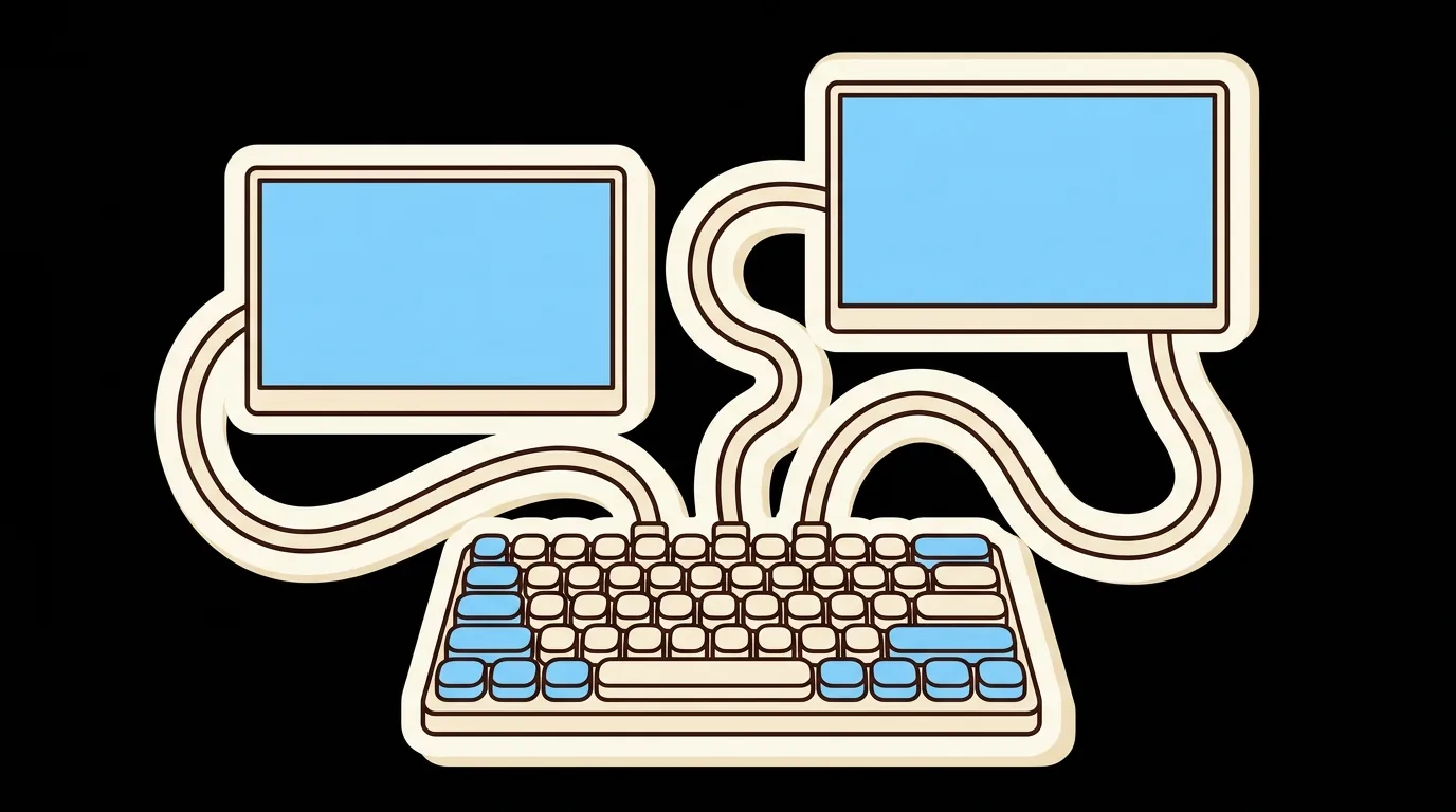Three ways to wire one keyboard to two monitors